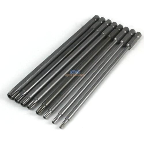 1 Set 8 Pieces Magnetic Torx Screwdriver Bit S2 Steel 1/4" Hex Shank 150mm Long