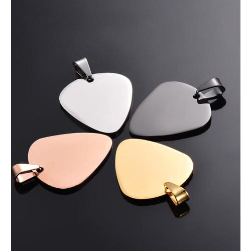 Wholesale 10 pcs Dog Tag 4 Colors Unisex Stainless Steel Stamping Blank ID Dog Tags Guitar Pick Pendant Necklace ID Jewelry