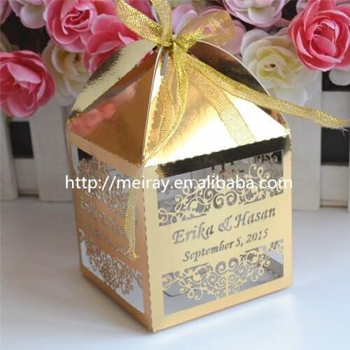 100pcs/lot islamic wedding favors, islamic gift box gold laser cut, islamic gifts