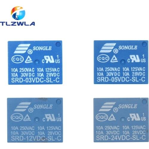 5PCS/lot Relays SRD-05VDC-SL-C SRD-12VDC-SL-C SRD-24VDC-SL-C 05V 12V 24V 10A 250VAC 5PIN T73