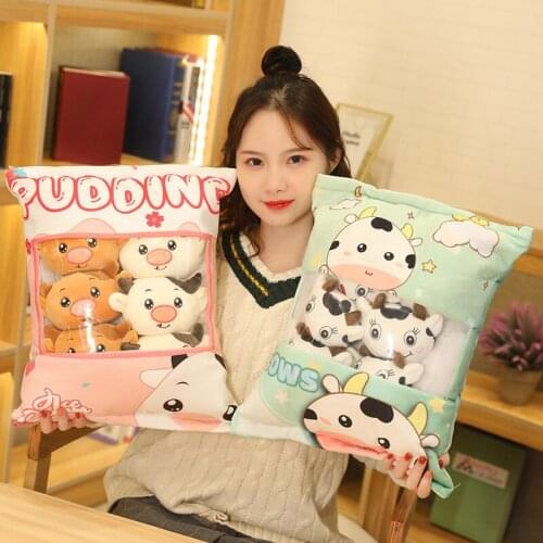 A Bag Of 6 Mini Cow Plush Toys Creative Throwing Pillow Plush Animal Cute Cow Doll Toy For Kids And Girls Birthday