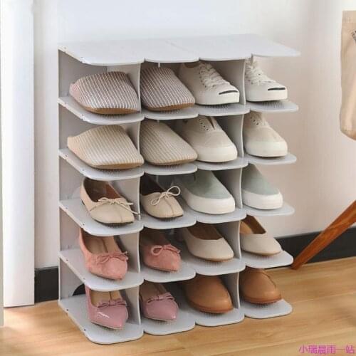 6-Layer Stackable Shoe Hanger Creative Foldable Space Saving Wardrobe Storage Rack Multi-layer Shoes Stand Organizers Cabinet