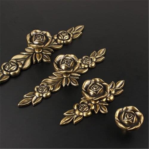 Antique handle bronze rose handle drawer cabinet closet single hole handles garden furniture door Pulls Handware Accessories