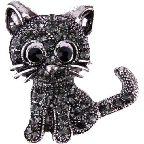 Alloy Crystal Cute Cat Brooch Clothing Pin Party Garment Accessories Blouse Brooches Neckline Decoration Fashion Women Jewelry