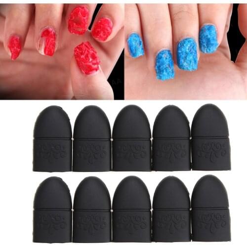 Breathable Nail Art Polish Remover Cap 10pcs Silicone Manicure Tips UV Gel Removal Cover Nail remover Fingernails