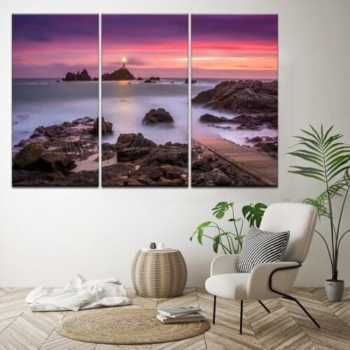 Canvas Painting sea lighthouse Sea Reef seascape 3 Pieces Wall Art Painting Modular Wallpapers Poster Print Home Decor