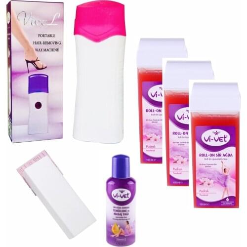 Cartridge Waxing Machine + vivet Powdered Rollon Waxing 100ml Of X3 Set