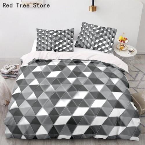 Geometric Pattern Duvet Cover Comforter Luxury Diamond Triangle Printed Bedding Set Queen King Size (No Sheet) Double Bed Suit