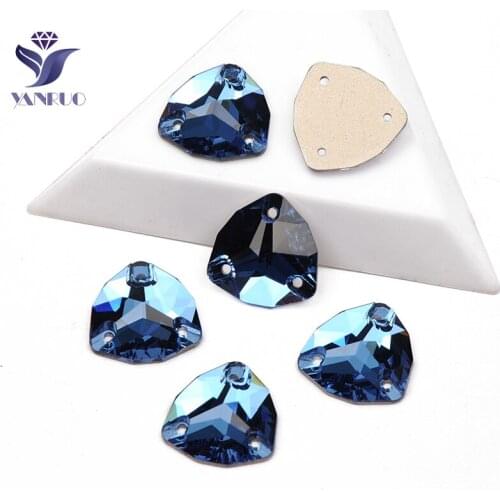 YANRUO 3272 All Sizes Sapphire Trilliant Sewing Crystals Stone Flat Back Strass Glass Rhinestones For Clothes Accessories