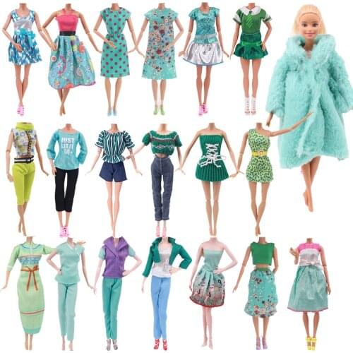 Barbies Doll-Clothes ,Green Suit Long-haired Coat,Sweater,Skirt,Jacket Fit Barbies Doll,Our Generation Kids Toys Doll Pants