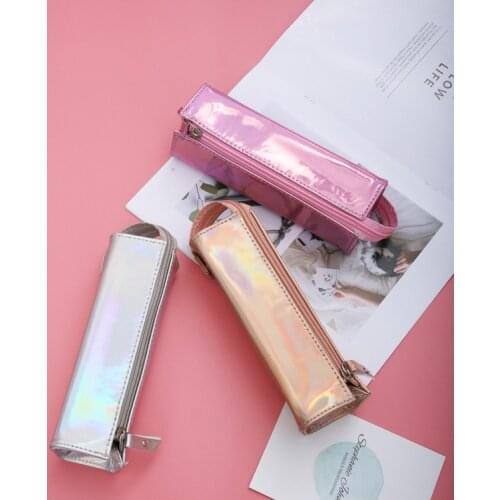 Square Laser Pencil Bag Cute Pen Case Waterproof Cosmetic Pouch Bags Stationery Organzier Bag School Office Supplies