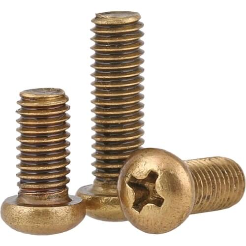 ISO7045 DIN7985 GB818 M2 M2.5 M3 M4 M5 M6 Brass Machine Screws Phillips Round Pan Head Brass Screws Bolts