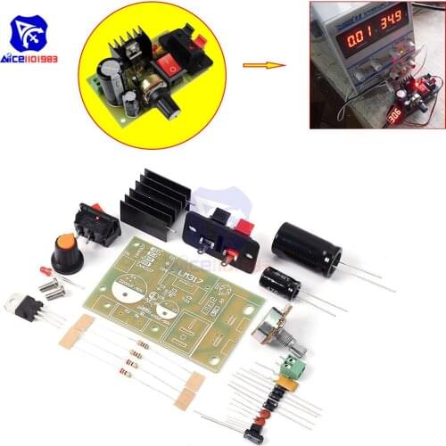 LM317 Step Down Power Supply Module Adjustable Voltage Regulator Switch Resettable Fuse Electrolytic Capacitor Board DIY Kit