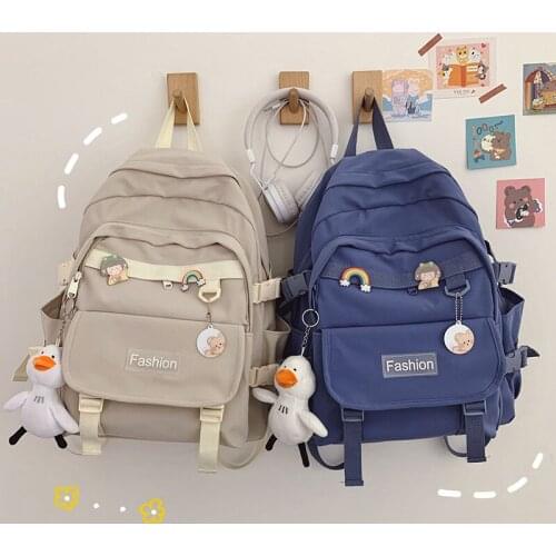 Fashion Womens Backpack New Nylon Waterproofs School Bag For Girls Solid Color Large Capacity Travel Bags 2021 Mochila