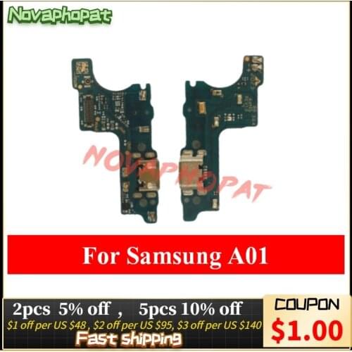 Novaphopat For Samsung A01 USB Dock Charging Charger Port Connector Flex Cable A015F Replacement + Tracking