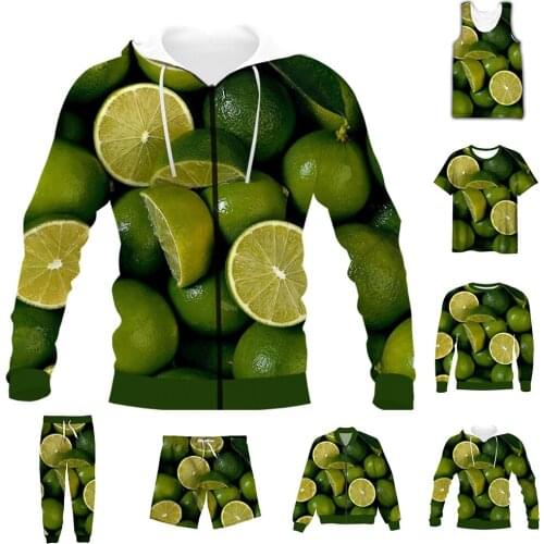 New Funny 3D Full Print Fruit Lemon T-shirt/Sweatshirt/Zip Hoodies/Thin Jacket/Pants Four Seasons Casual Suit V51