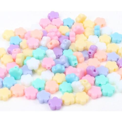 New Hot Sale Spring Color Mixed Acrylic Beads Flower Spacer beads Handmade Jewlery Accessory 9mm 100pcs Wholesale