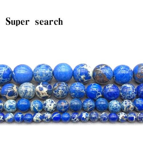 Wholesale Fashion Natural Jewelry Blue The emperor stone Loose Stone Jewelry Beads 4/6/8/10mm DIY Bracelet Necklace