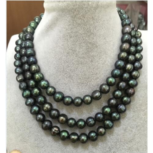 38inch 12-13MM TAHITIAN BAROQUE PEACOCK GREEN PEARL NECKLACE