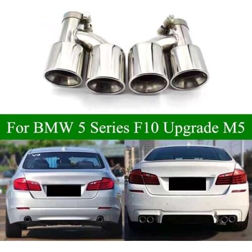 Pair H Style Titanium Black Exhaust Pipe For BMW 5 Series F10 F18 520 525 To Modify M5 Stainless Steel Car Muffler Tail Tips