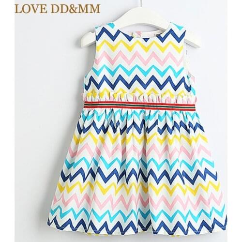 LOVE DD&MM Girls Dresses 2021 Summer New Childrens Wear Girls Sweet Colorful Corrugated Stitching Sleeveless Vest Dress