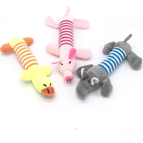 Cute Pet Dog Cat Plush Squeak Sound Dog Toys Funny Fleece Durability Chew Molar Toy Fit for All Pets Elephant Duck Pig