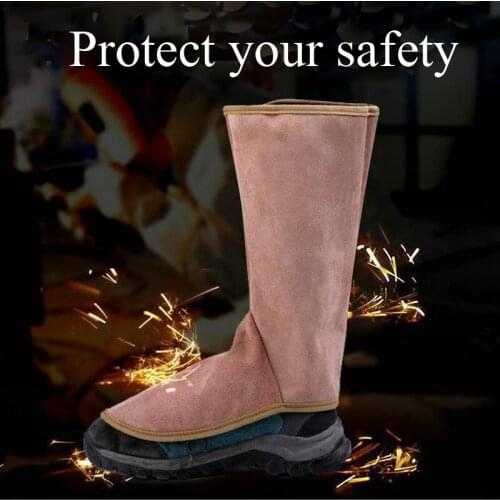 Workplace Welding Leather Long Shoes Boots Leather Welding Fire Protection Foot Leggings Welder Foot Cover Wear InsulationDFS074