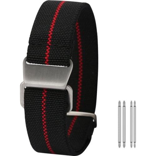 20mm 22mm French Troops Parachute Bag Watchband Elastic Nylon Belt Watch Strap Bracelet Silver Buckle Military Watch Accessories