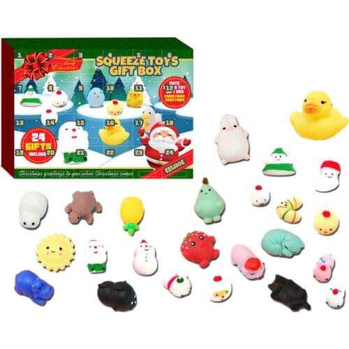 Christmas Squeeze Toy Gift Box 24 Days Advent Calendar Pack Anti Stress Toys Kit Sensory Stress Relief Toy Kids Christmas Gift