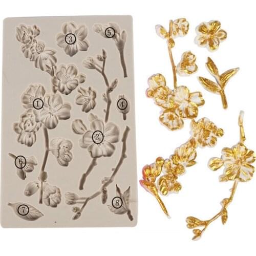 Plum Blossom Flower Fondant Cake Silicone Mold Birthday Wedding Decoration DIY Cake Baking Tools K971