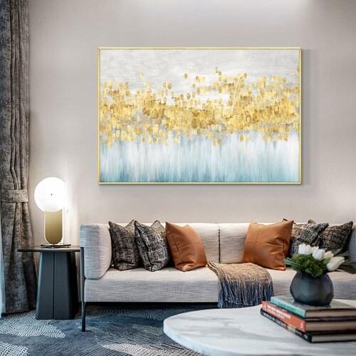 Modern Canvas Art Print Wall Art Abstract Trees With Yellow Leaves Poster Painting Pictures For Living Room House Decoration