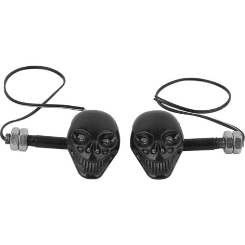 Universal Motorcycle Skeleton Head Skull Turn Signal Light Indicators Lights