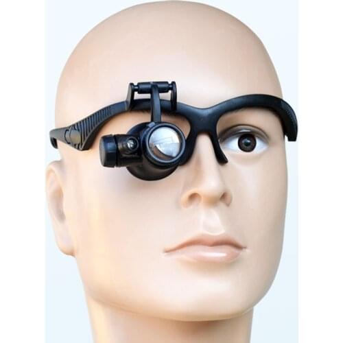 Headband Magnifying Glass Eye Repair Magnifier 10X 15X 20X 25X Eye Jeweler Watch Repair Magnifier with LED Light Free Shipping