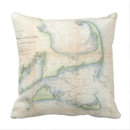 Vintage Map of Cape Cod (1857) Throw Pillow case
