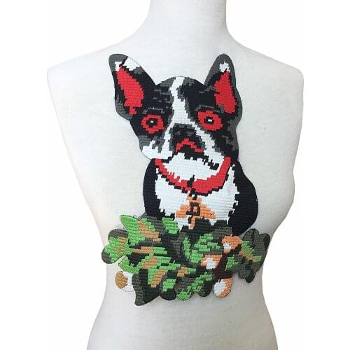 Dog Cross Stitch Embroidery Patch Embroidered Applique Animal Patches For Clothing Hound Appliques Parches Sew On AC1131M