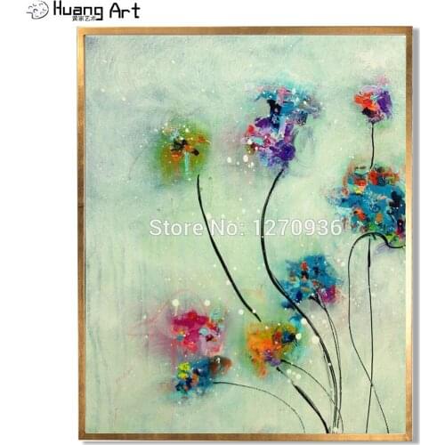 Top Skill Handmade Modern Abstract Painting Beautiful Color Noble Starry Flower Wall Artwork Knife Oil Painting on Canvas