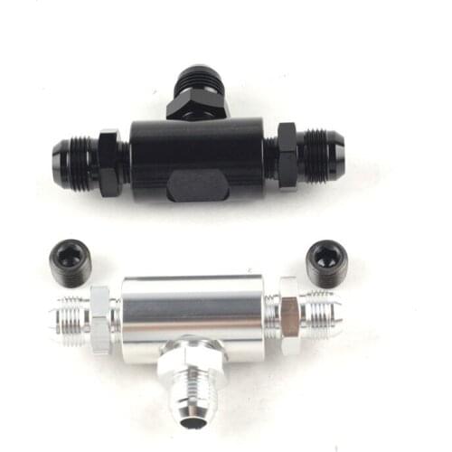 Fuel distribution Y fittings CNC machined from 6061-T6 aluminum and available in black and silver describ AN8-AN8-AN8