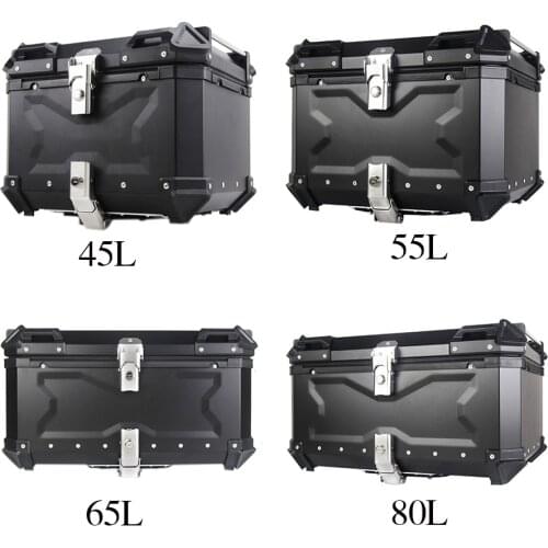 45L/55L/65L/80L Universal Motorcycle Rear Top Luggage Case Storage Tail Box Waterproof Trunk Key Lock Toolbox Aluminum Accessory