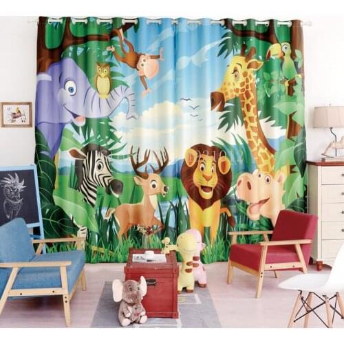 Cartoon Animals Series Childrens Curtain Shading Curtain Girls Boys Bedroom Living Room Balcony Sun Shading Shading Curtain