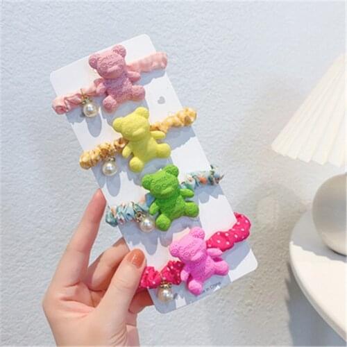 Women Girl Scrunchies Elastic Hair Ties Bands Cartoon Bear Animal Summer Fashion Korean Mujer Head Accessories Hyuna Wholesale