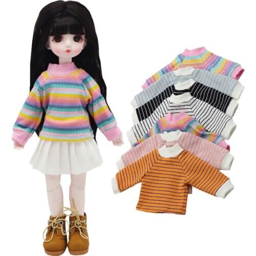 1/6 BJD Rainbow Striped Sweatshirt Yosd Sweater Doll Outfit Pants Toy