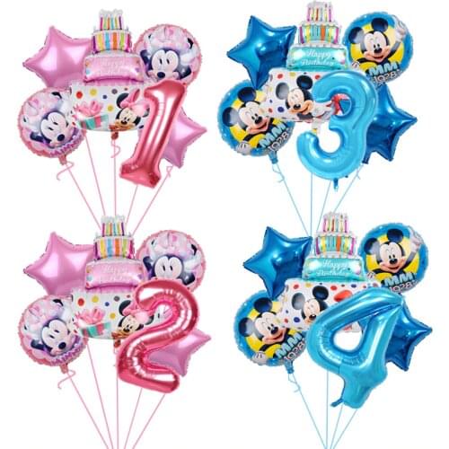 1set 18inch Mickey Minnie Mouse cake foil Balloon Cartoon Birthday Party decorations Kids Baby shower Party baloon Toys