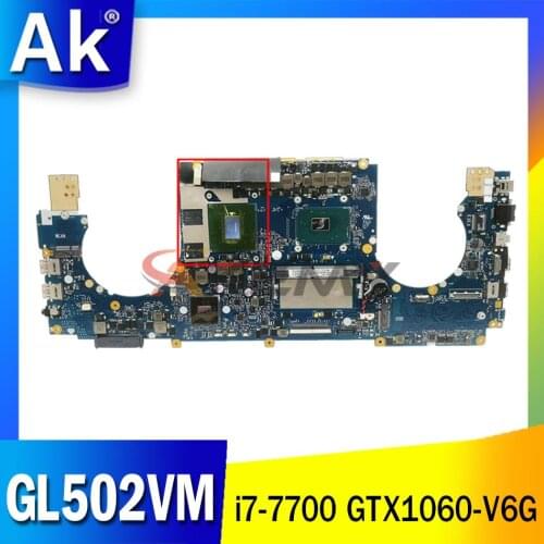 100% working for asus GL502VMZ laptop motherboard GL502VM notebook mainboard with CPU i7-7700 GTX1060-V6G GPU rev.2.1 tested ok