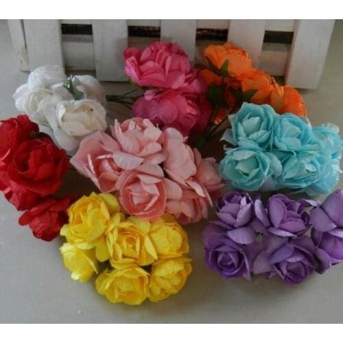 144pcs 2.5 - 3cm Home Wedding Bouquet Party box Decoration handmade azalea mini BDJ Artificial Paper rose Flower Head