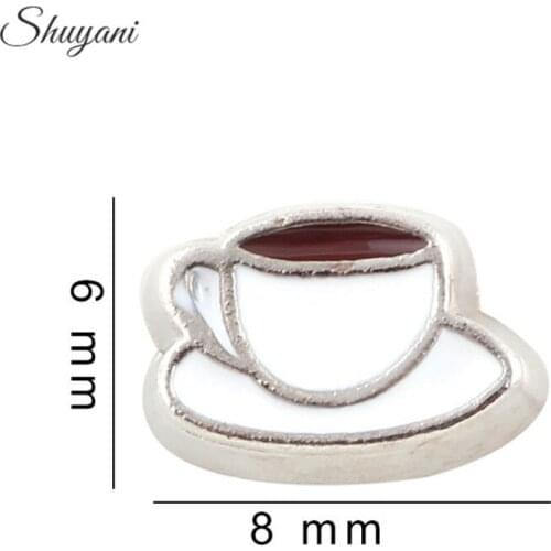 F308 Fashion 20pcs/lot Alloy Metal Coffee Cup Floating Locket Charms for Magnetic Glass Locket DIY Accessories