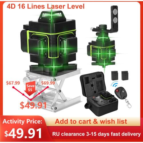 4D 16 Lines Laser Level Tool Vertical Horizontal Line 3° Self-leveling Laserline Brightness Adjustable Laser Level Instrument