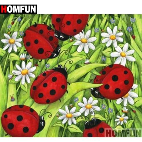 HOMFUN Full Square/Round Drill 5D DIY Diamond Painting "Ladybug landscape" Embroidery Cross Stitch 5D Home Decor Gift A18087