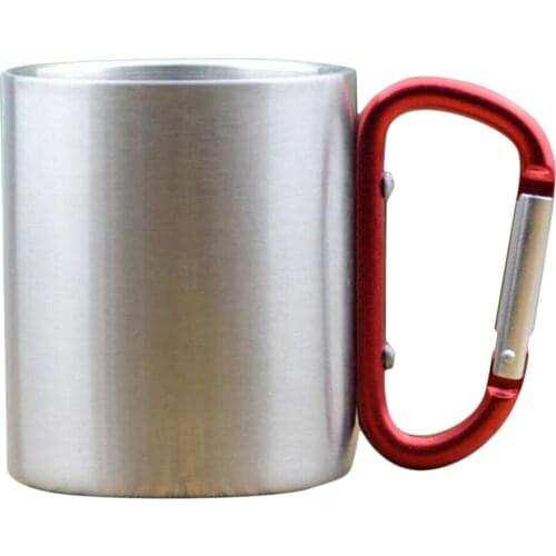Amagogo 150ml Camping Mug Carabiner Lock Metal Outdoor Backpacking Travel Cups Beer Coffee For Climbing