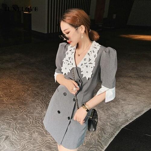 Bella Philisophy Elegant Double Breasted Blazer Dress Vintage Office Lady Casual Mini Dress Casual A-line Female Dress Vestidos