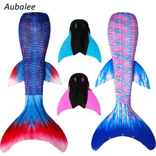 New Little Mermaid Tails With Pink Blue Monofin Swimwear for Kids Mermaid Tails Fin Girls Cospaly Costume Swimsuit